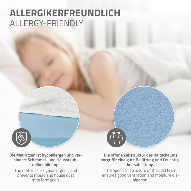 Kinderbett Hausbett 90x200 cm Weiß aus Kiefernholz mit Matratze H:16cm Rausfallschutz und Lattenrost ML-Design
