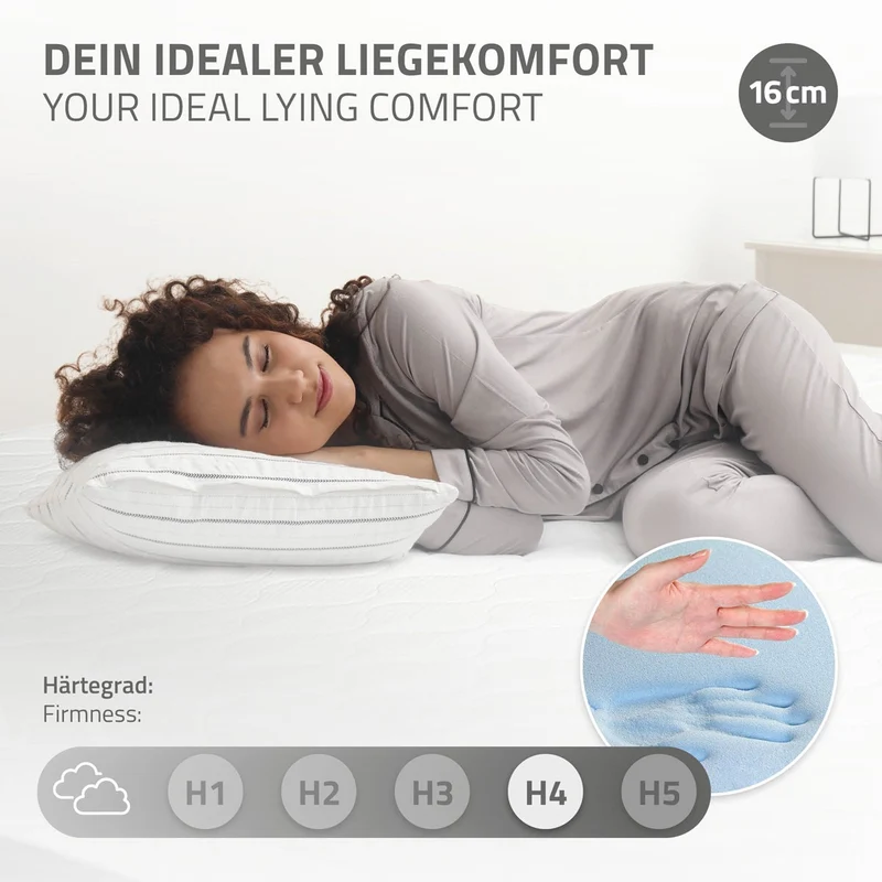 Bettgestell Einzelbett 90x200cm aus Metall in Anthrazit mit Lattenrost & Matratze H-16cm ML-Design