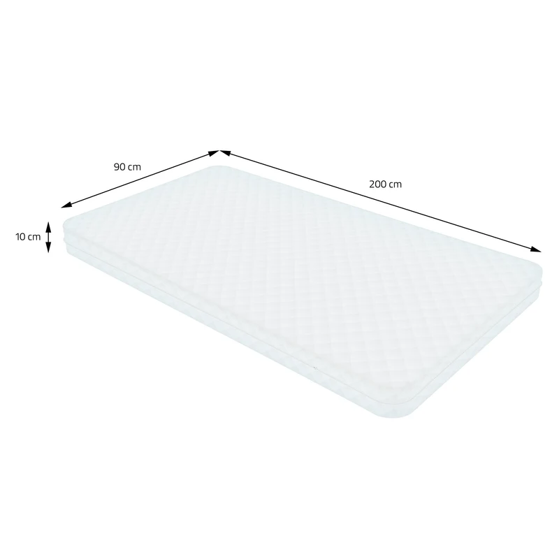 Bettgestell Einzelbett 90x200cm aus Metall in Anthrazit mit Lattenrost & Matratze H-10cm ML-Design