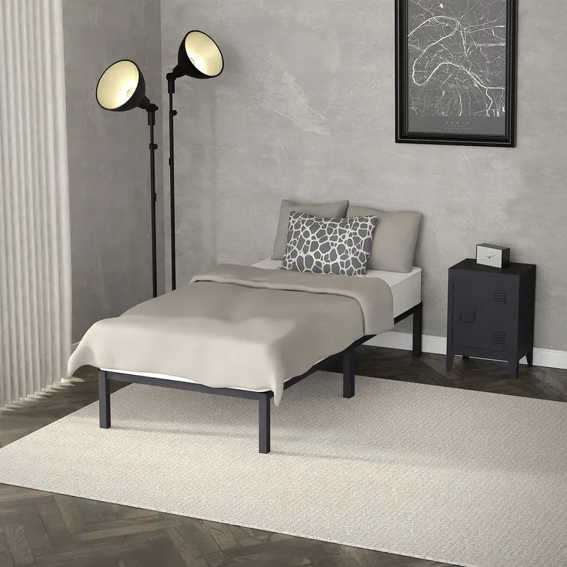 Bettgestell Einzelbett 90x200cm aus Metall in Anthrazit mit Lattenrost ML-Design
