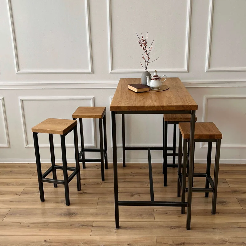 Bar-Set Stehtisch 120cm und 4 Stühle