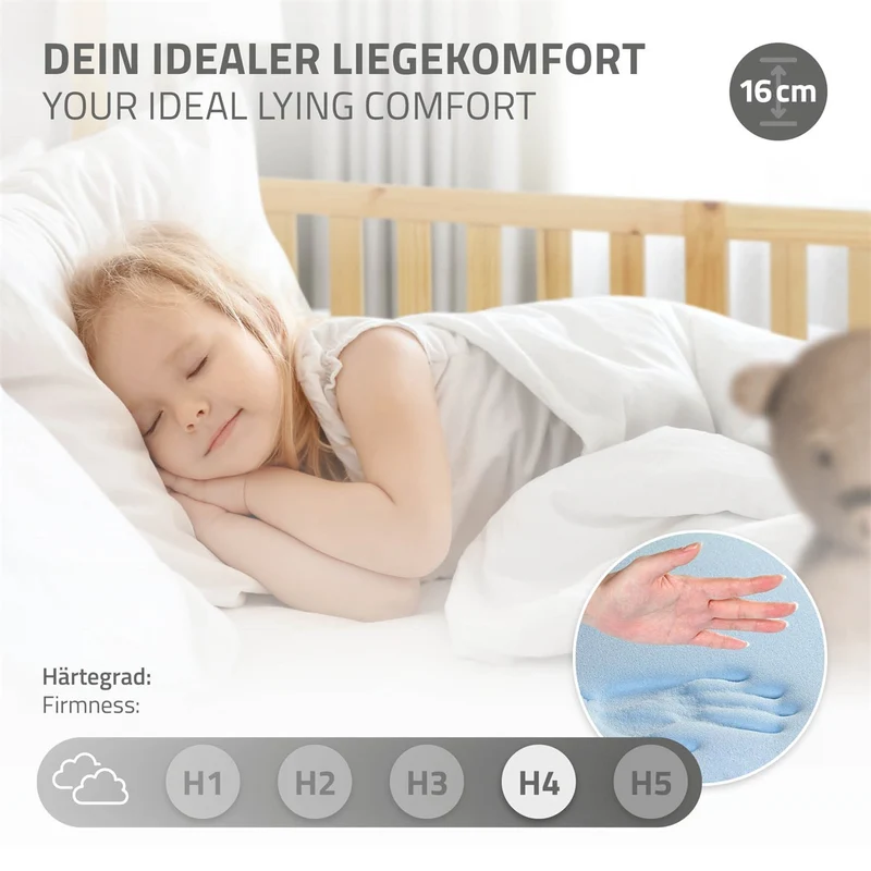 Kinderbett Hausbett 90x200 cm aus Kiefernholz inkl. Matratze H-16cm Rausfallschutz Dach und Lattenrost ML-Design