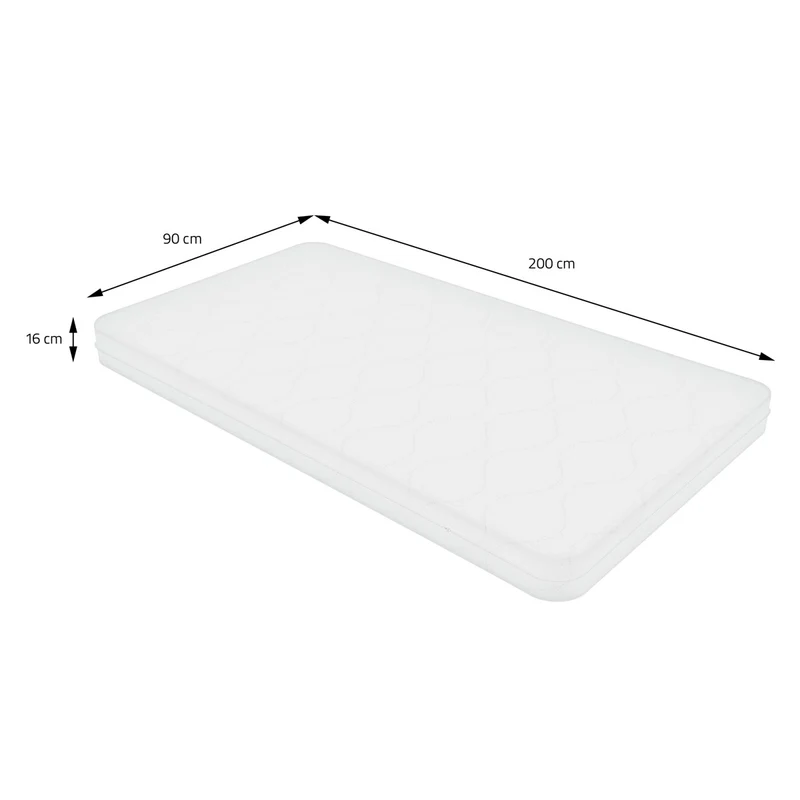 Kinderbett Hausbett 90x200 cm aus Kiefernholz inkl. Matratze H-16cm Rausfallschutz Dach und Lattenrost ML-Design
