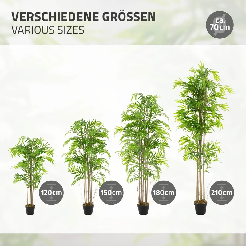 Künstlicher Bambus 150 cm Kunstpflanze mit Echtholzstamm ML-Design