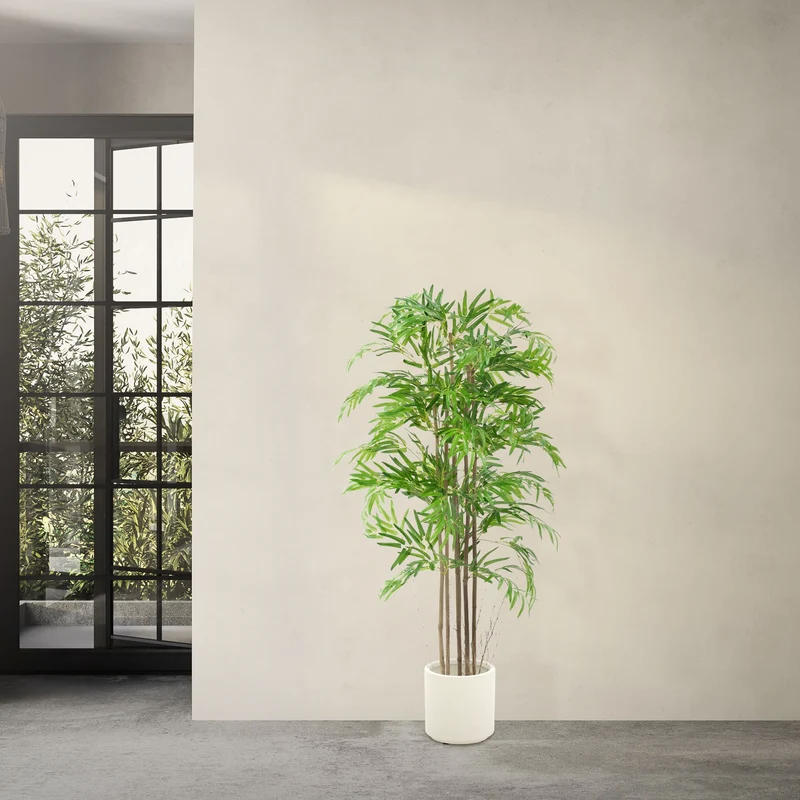 Künstlicher Bambus 150 cm Kunstpflanze mit Echtholzstamm ML-Design