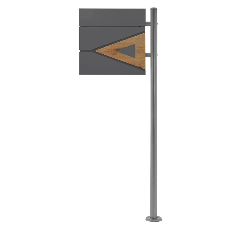 Standbriefkasten mit Zeitungsfach 37x36,5x11 cm Anthrazit/Eicheoptik aus Stahl ML-Design