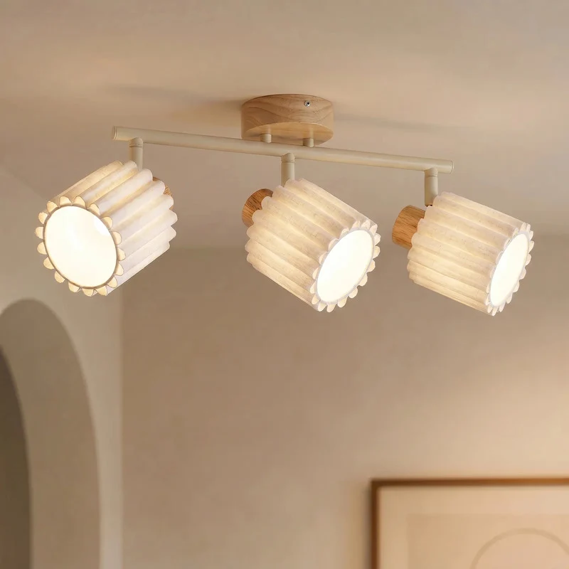 B-Ware Lindby Deckenstrahler Shiloh LED dimmbar 3-flammig Holz beige 52x24,5cm