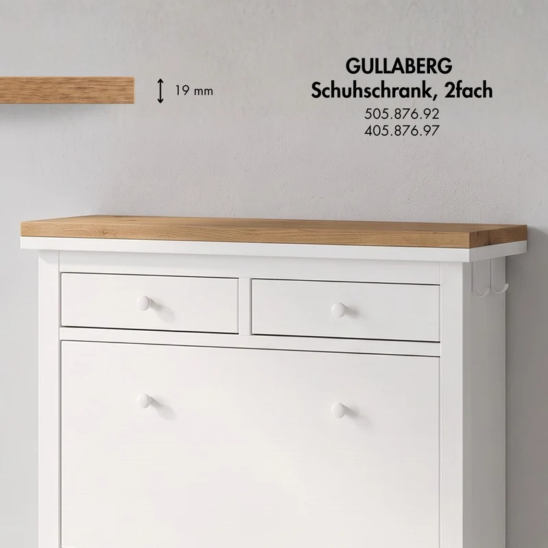 Holzplatte für IKEA Gullaberg Schuhschrank 88 x 30cm im Stil Artisan Eiche