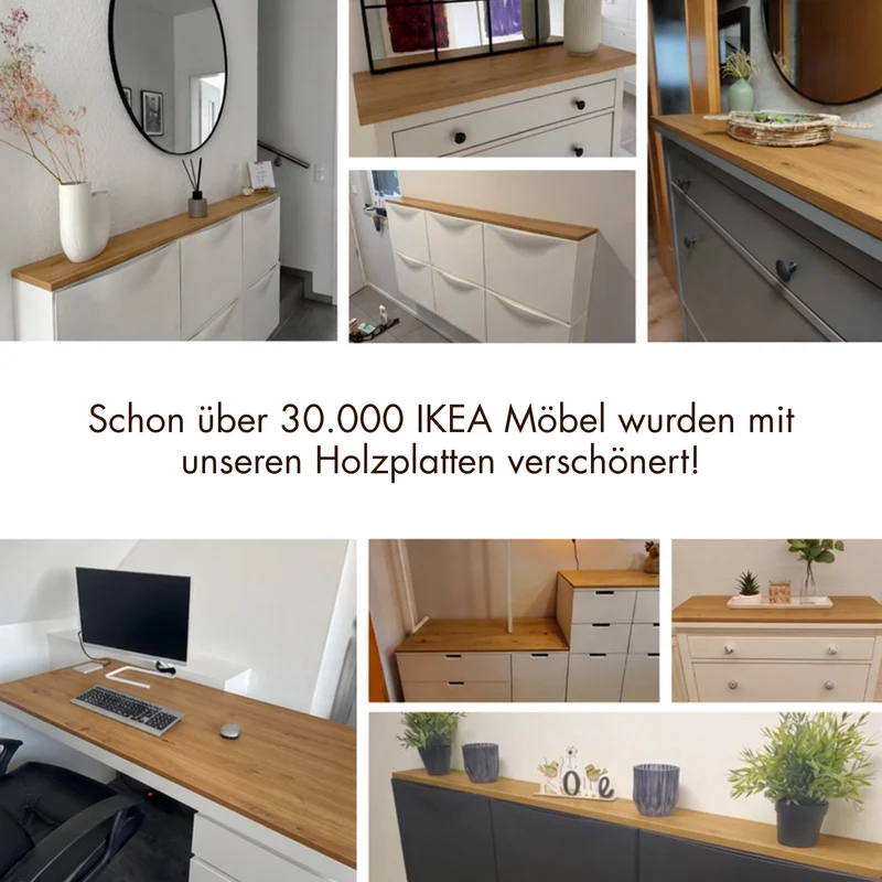 Holzplatte für IKEA Gullaberg Ablagetisch 53 x 43 cm, Deckplatte Stil Artisan Eiche