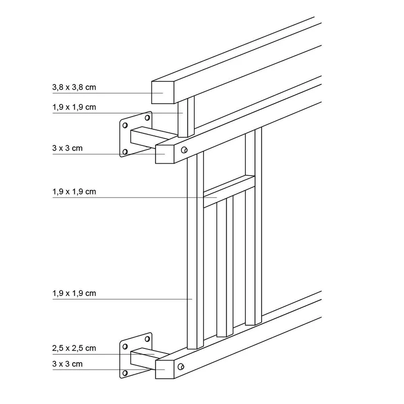 Französischer Balkon Silber 90x100 cm mit 3 Füllelementen, Holzoptik aus Edelstahl