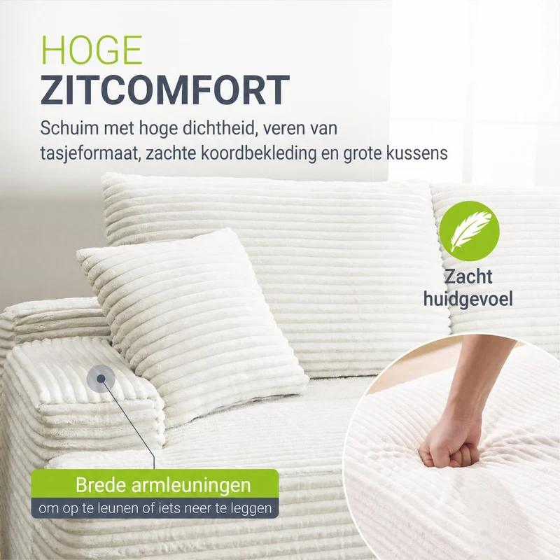 Sofa Coredo mit Cord Bezug & Dekokissen