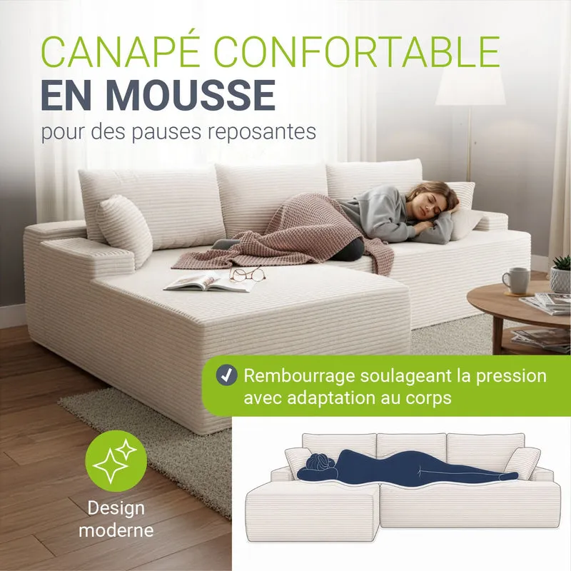Sofa Coredo mit Cord Bezug & Dekokissen