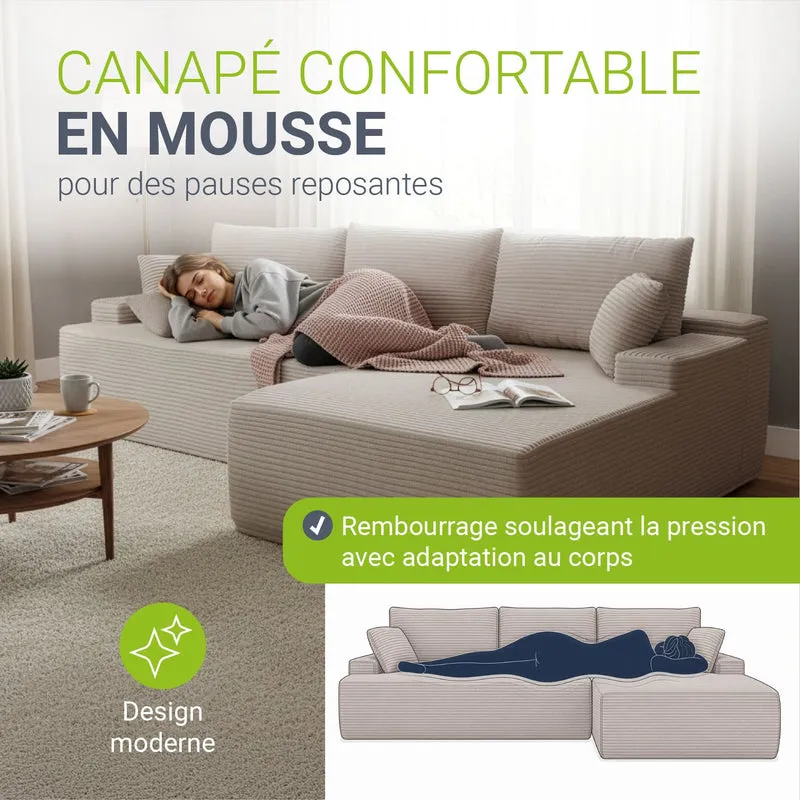 Sofa Coredo mit Cord Bezug & Dekokissen