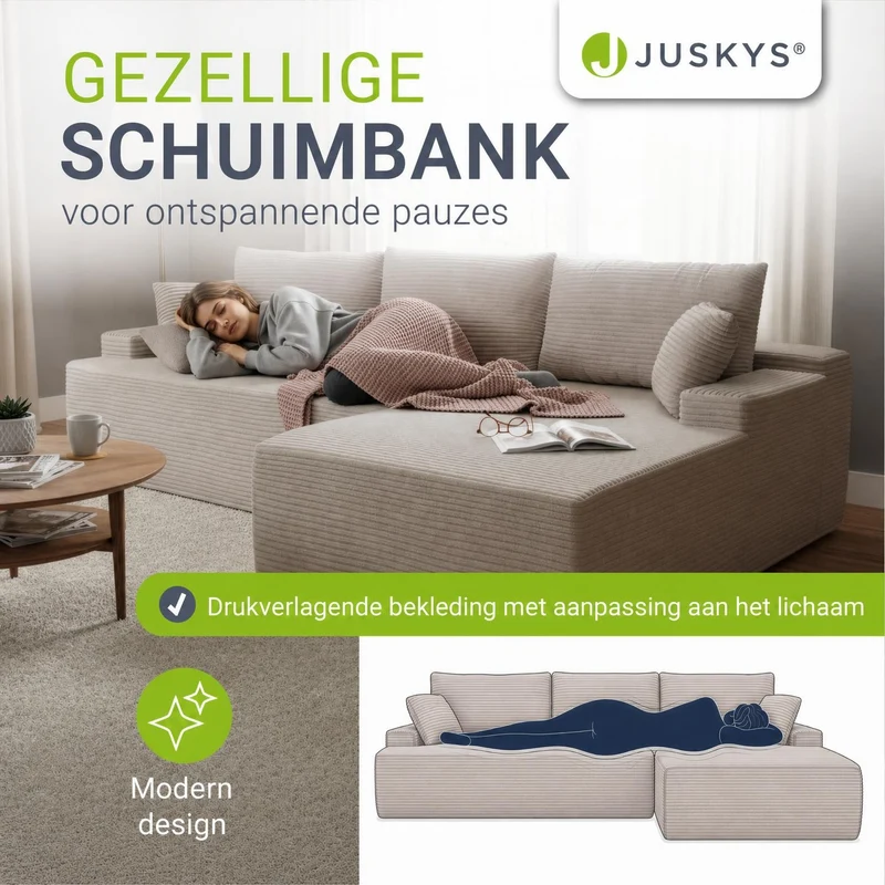 Sofa Coredo mit Cord Bezug & Dekokissen