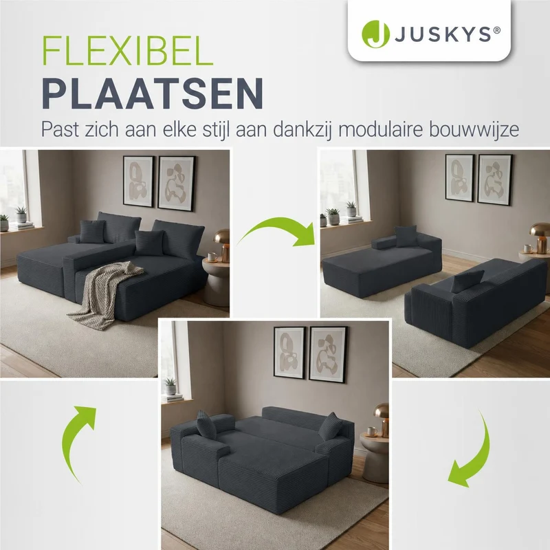 Sofa Coredo mit Cord Bezug & Dekokissen