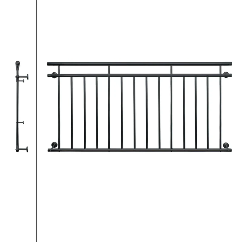 Französischer Balkon Brüstungsgeländer 184x90 cm Anthrazit mit 14 Füllstäben aus pulverbeschichtetem Stahl