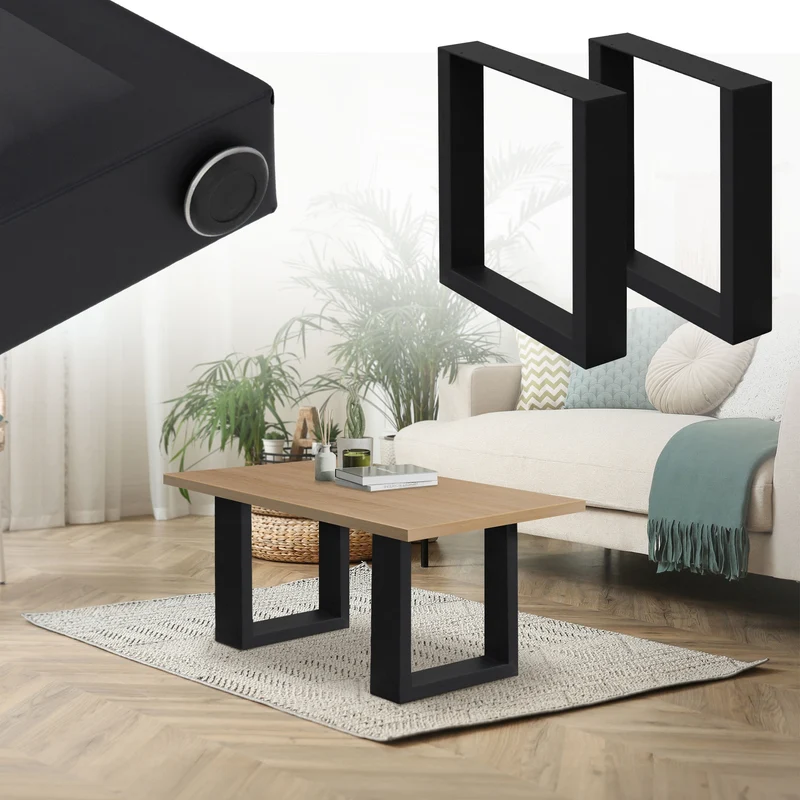 B-Ware Tischbeine 2er Set 30x43 cm Schwarz aus Stahl