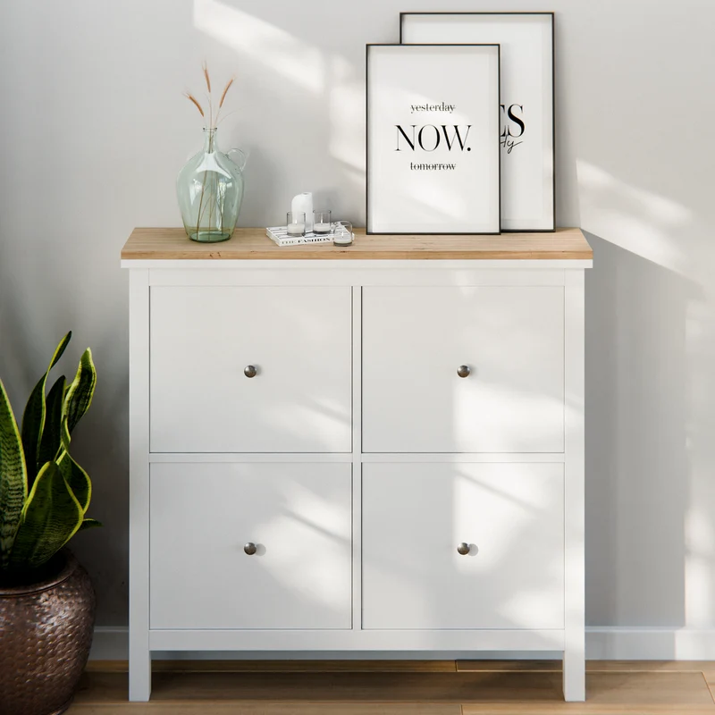 Holzplatte für IKEA Hemnes Schuhschrank 105,7 x 22cm, für Variante mit 4 Fächern, Eiche – Deckplatte für Schuhregal