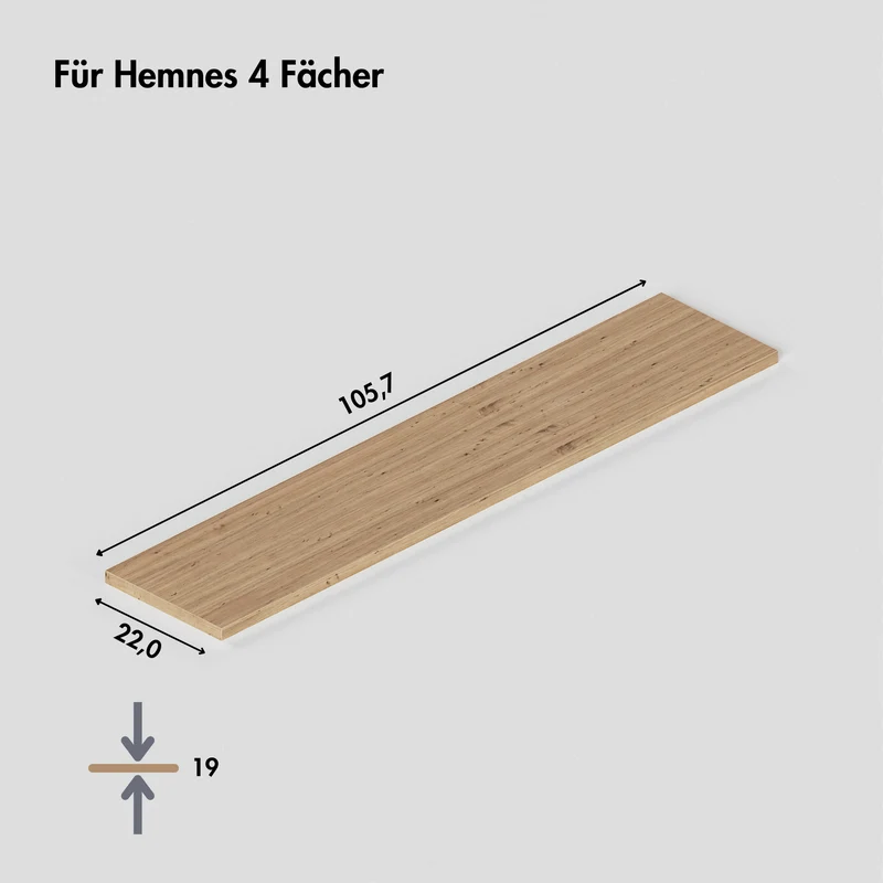 Holzplatte für IKEA Hemnes Schuhschrank 105,7 x 22cm, für Variante mit 4 Fächern, Eiche – Deckplatte für Schuhregal