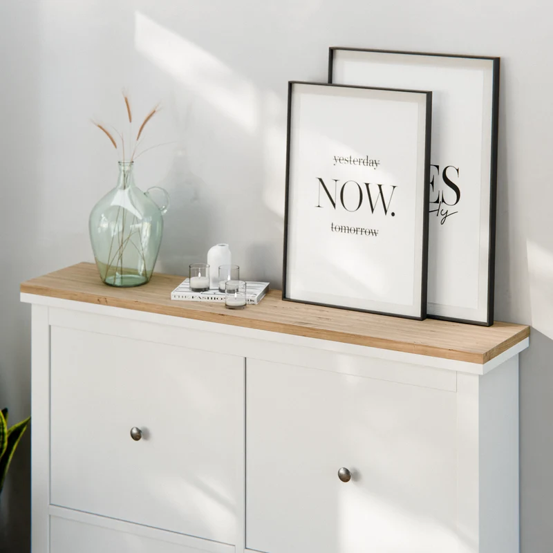 Holzplatte für IKEA Hemnes Schuhschrank Variante mit 2 oder 4 Fächern, Eiche - Deckplatte für Schuhregal