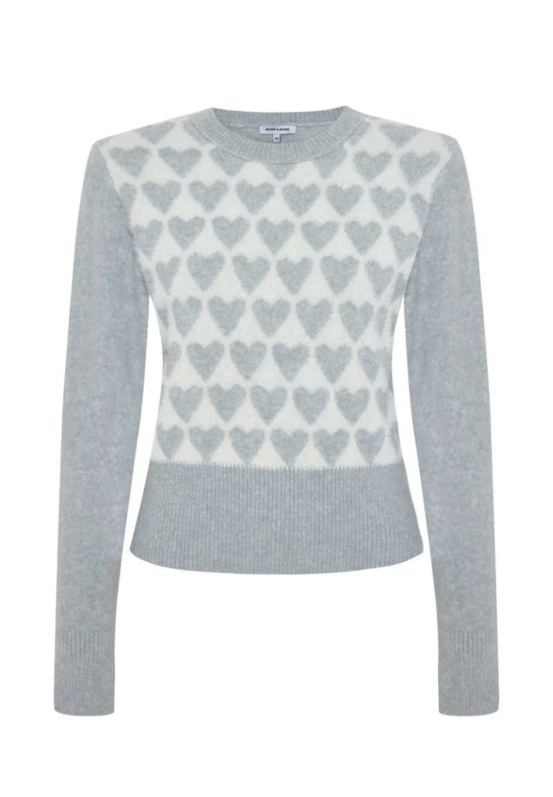 Pullover Jacquard with Hearts, heart intarsia knit
