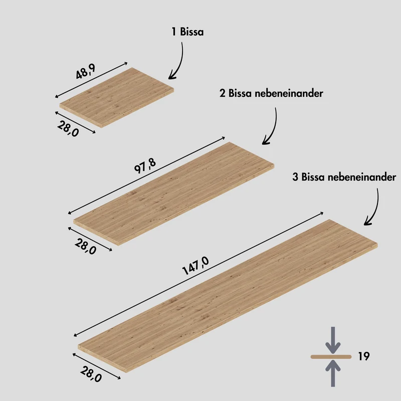 Holzplatte für IKEA Bissa Schuhschrank in verschiedenen Größen - Eiche, Abdeckplatte für Schuhregal