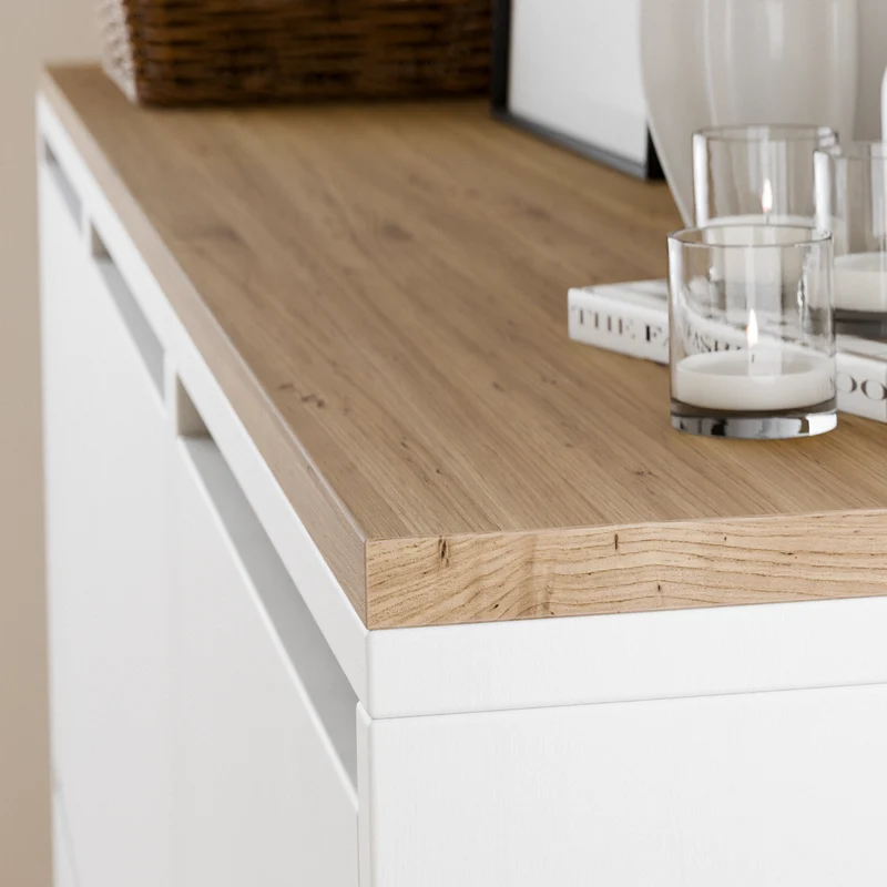 Holzplatte für 3 IKEA Bissa Schuhschränke nebeneinander, 147,0 x 28,0 cm – Eiche, Abdeckplatte für Schuhregal