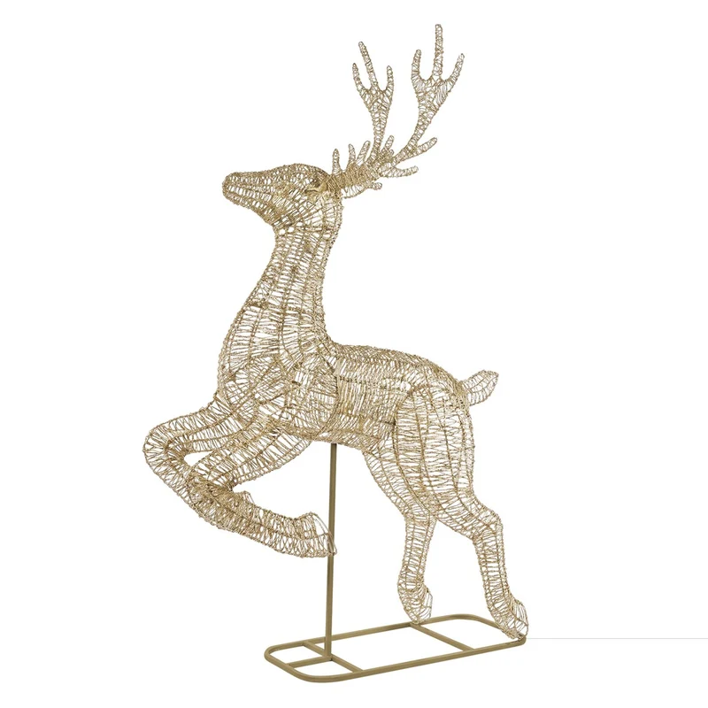 ECD Germany | LED Rentier Outdoor XXL Metall Gold Weihnachtsdeko Weihnachtsbeleuchtung Beleuchtete Weihnachtsfigur groß Warmweiß