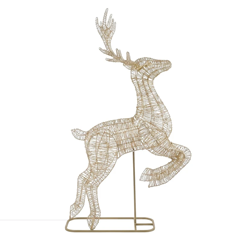 ECD Germany | LED Rentier Outdoor XXL Metall Gold Weihnachtsdeko Weihnachtsbeleuchtung Beleuchtete Weihnachtsfigur groß Warmweiß