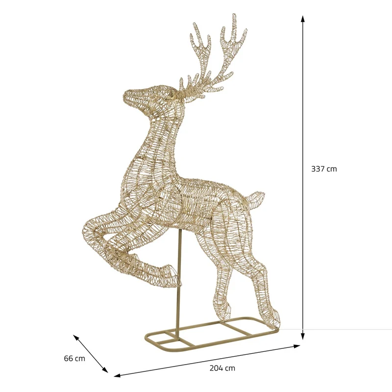 ECD Germany | LED Rentier Outdoor XXL Metall Gold Weihnachtsdeko Weihnachtsbeleuchtung Beleuchtete Weihnachtsfigur groß Warmweiß
