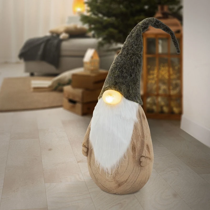 ECD GERMANY | LED-Weihnachtswichtel mit leuchtender Nase 66-88 cm Weihnachtsdeko Innen Wichtelfigur mit Mütze Weihnachtsfigur Zwerg Batteriebetrieben