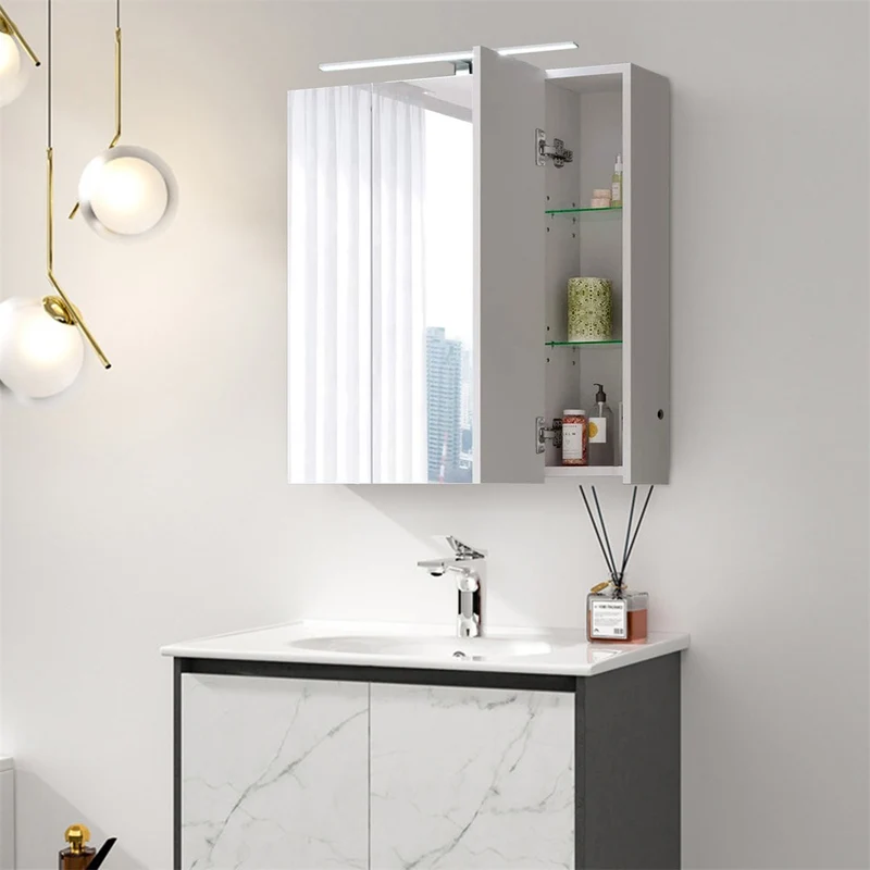 ML-Design | Spiegelschrank Bad 3-Türig mit LED Beleuchtung, Steckdose, Lichtschalter und 6 höhenverstellbaren Glaseinlegeböden