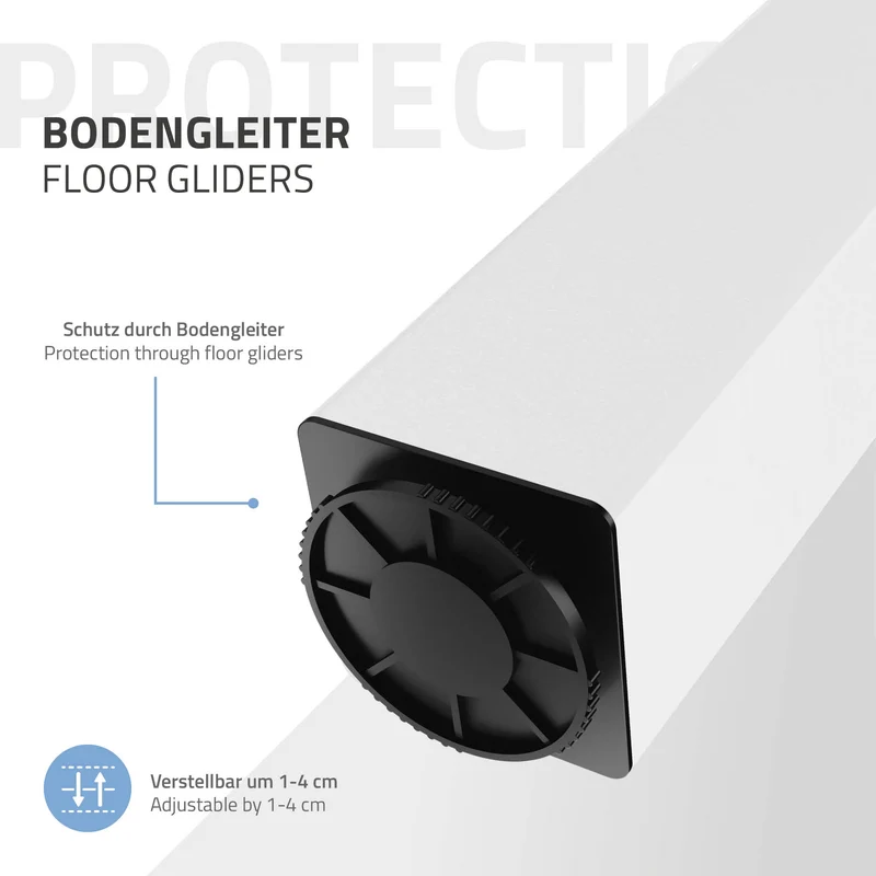 4er Set Tischbeine I-Design 90cm Weiß glänzend höhenverstellbare Tischgestell aus pulverbeschichteter Stahl, Profil 8x8cm, ML-Design