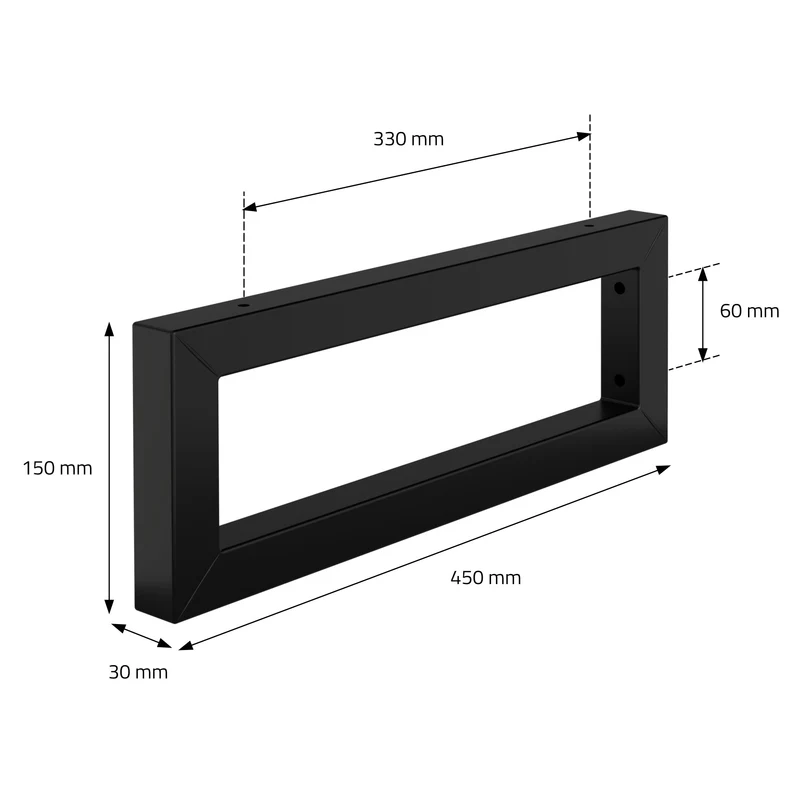 Wandkonsole Regalhalterung 2er Set 450 x 150 mm Schwarz aus Stahl ML-Design