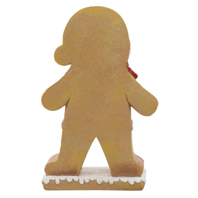 ECD GERMANY | Lebkuchenmann-Figur mit LED-Beleuchtung 76 cm Braun Weihnachtsdeko Innen Lebkuchenfigur Mütze & Schal Weihnachtsfigur Batteriebetrieben