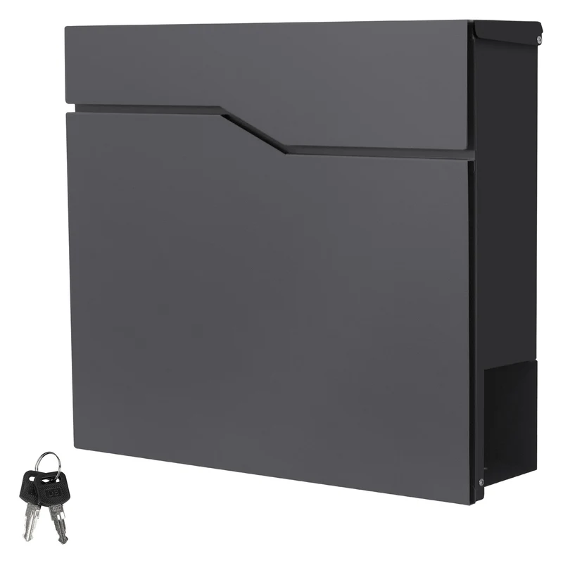 Briefkasten mit Zeitungsfach 37x11x37 cm Anthrazit aus Edelstahl ML-Design