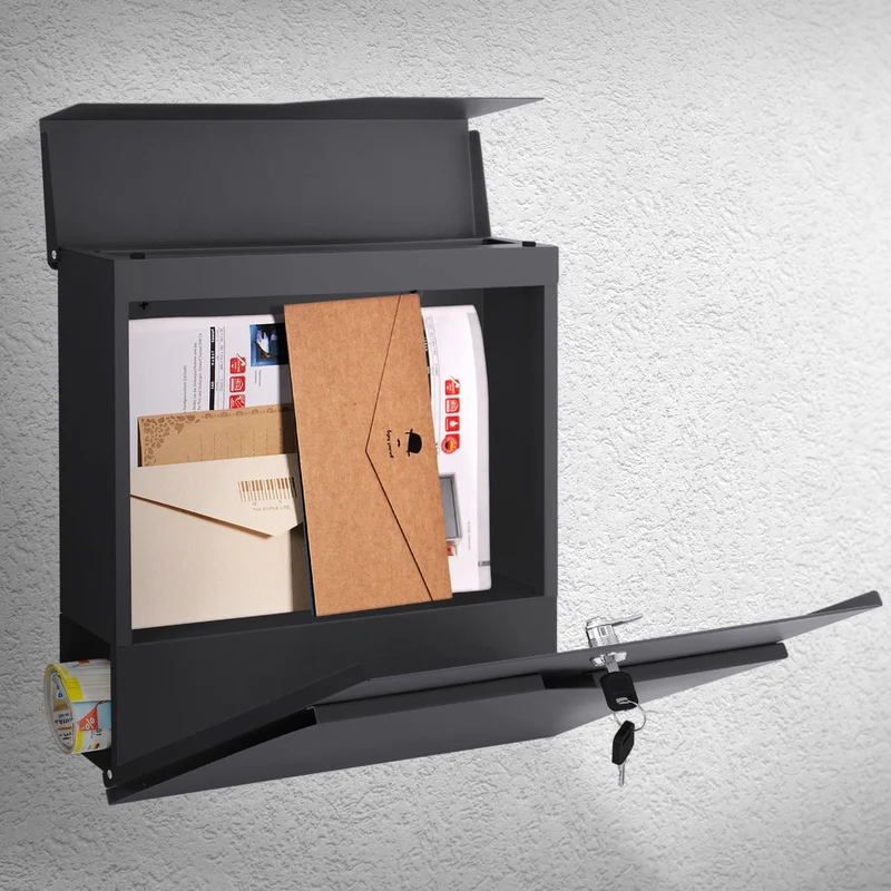 Briefkasten mit Zeitungsfach 37x11x37 cm Anthrazit aus Edelstahl ML-Design