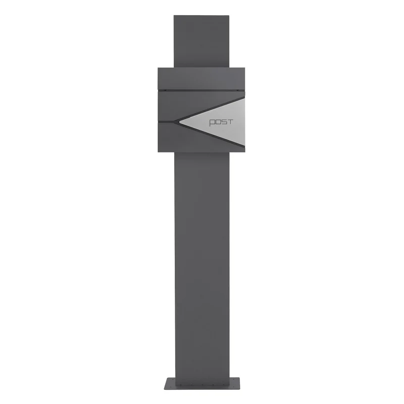 Standbriefkasten mit Zeitungsfach 37x37x11 cm Anthrazit/Silber aus Edelstahl ML-Design