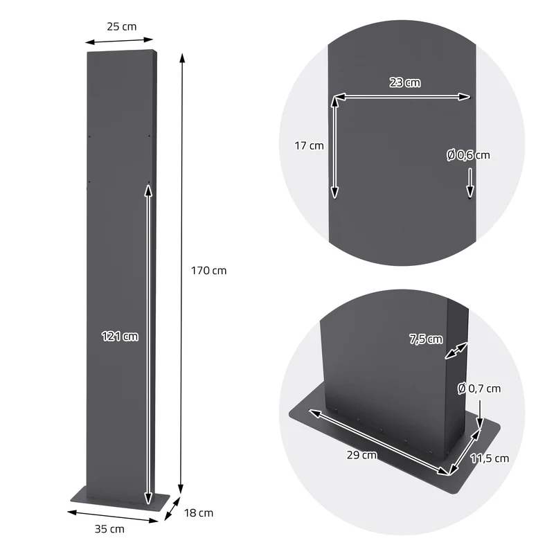 Standbriefkasten mit Zeitungsfach 37x37x11 cm Anthrazit/Silber aus Edelstahl ML-Design
