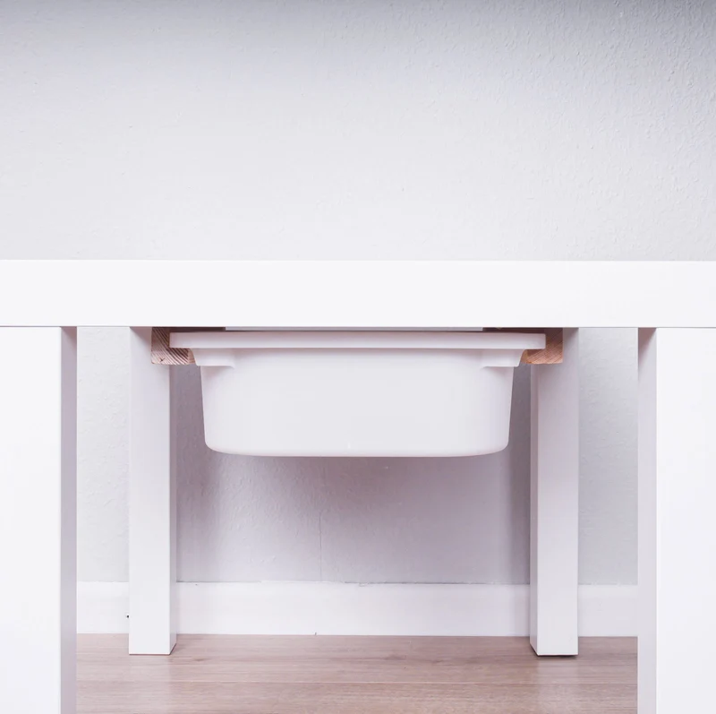 Ikea Lack Tisch Halterung für Trofast Boxen, Holz-Schiene, Halteschiene für Spieltisch, wahlweise inkl. Box