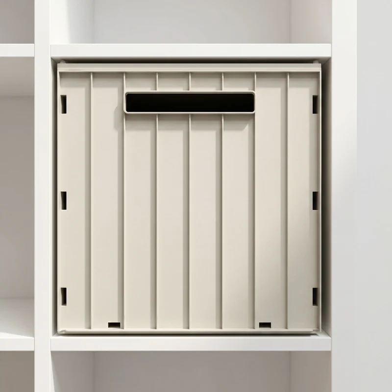 Kallax Klappbox mit Deckel, Braun & Grau, Box 31 x 31 x 32cm