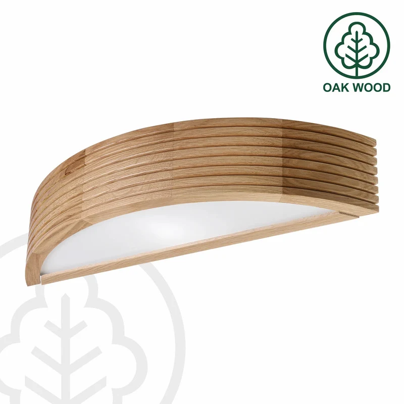 B-Ware Wandleuchte Oro Eichenholz Lampe LED dimmbar Wandlampe Glas 41cm breit weiß