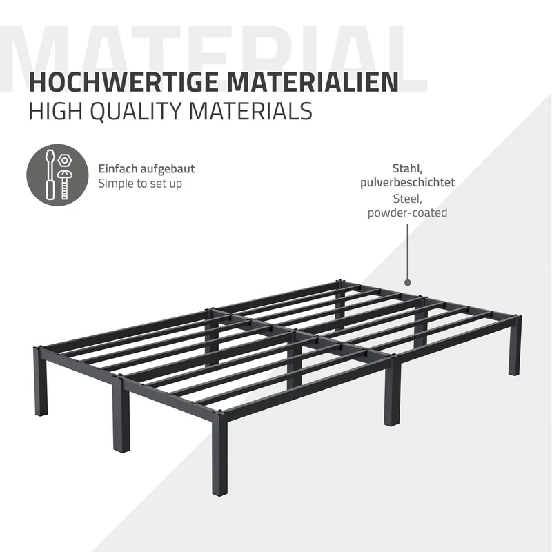 Bettgestell Doppelbett 120x200 cm aus Metall in Anthrazit mit Lattenrost ML-Design