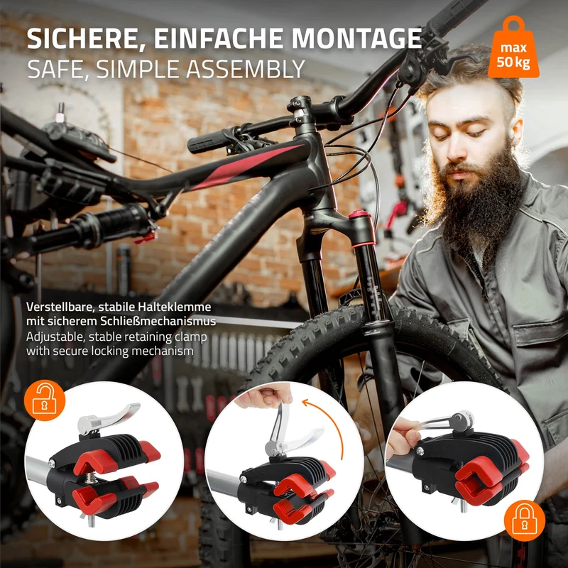 B-Ware Fahrrad Montageständer Reparaturständer auch für E-Bikes bis 50 kg höhenverstellbar 360° drehbar aus Stahl