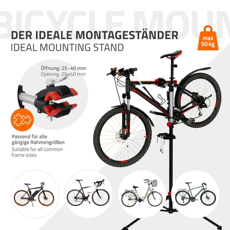 B-Ware Fahrrad Montageständer Reparaturständer auch für E-Bikes bis 50 kg höhenverstellbar 360° drehbar aus Stahl