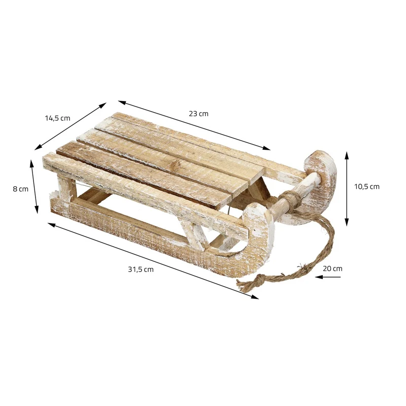 ECD Germany | Weihnachtsdeko Schlitten mit Warmweißen LEDs aus Holz Weihnachtsdeko
