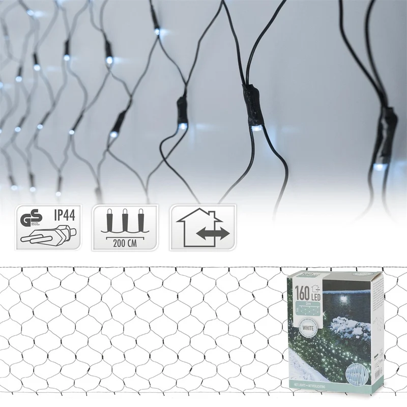 ECD Germany | LED Lichternetz IP44 Weihnachtsbeleuchtung Lichterkettenvorhang, für den Innen- und Außenbereich