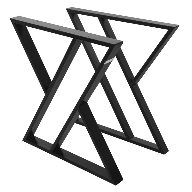 B-Ware Tischbeine 2er Set X-Form 69x72 cm Schwarz aus Stahl ML-Design
