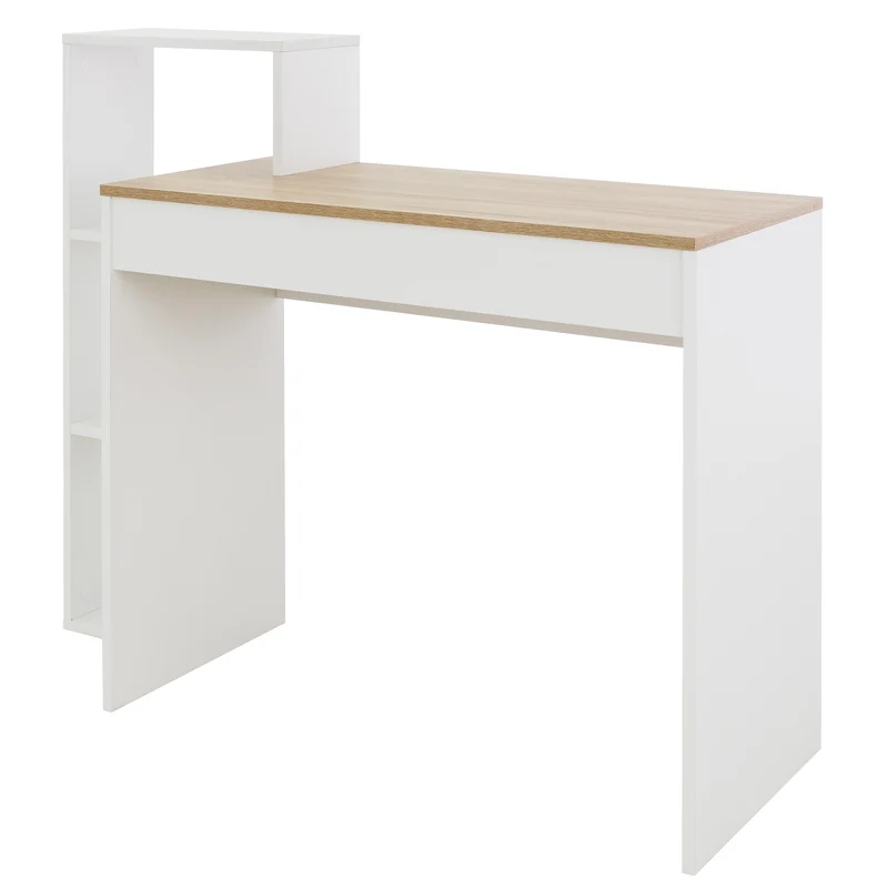 B-Ware Schreibtisch mit Regal 110x72x40 cm Weiß/Sonoma-Eiche aus Holz ML-Design