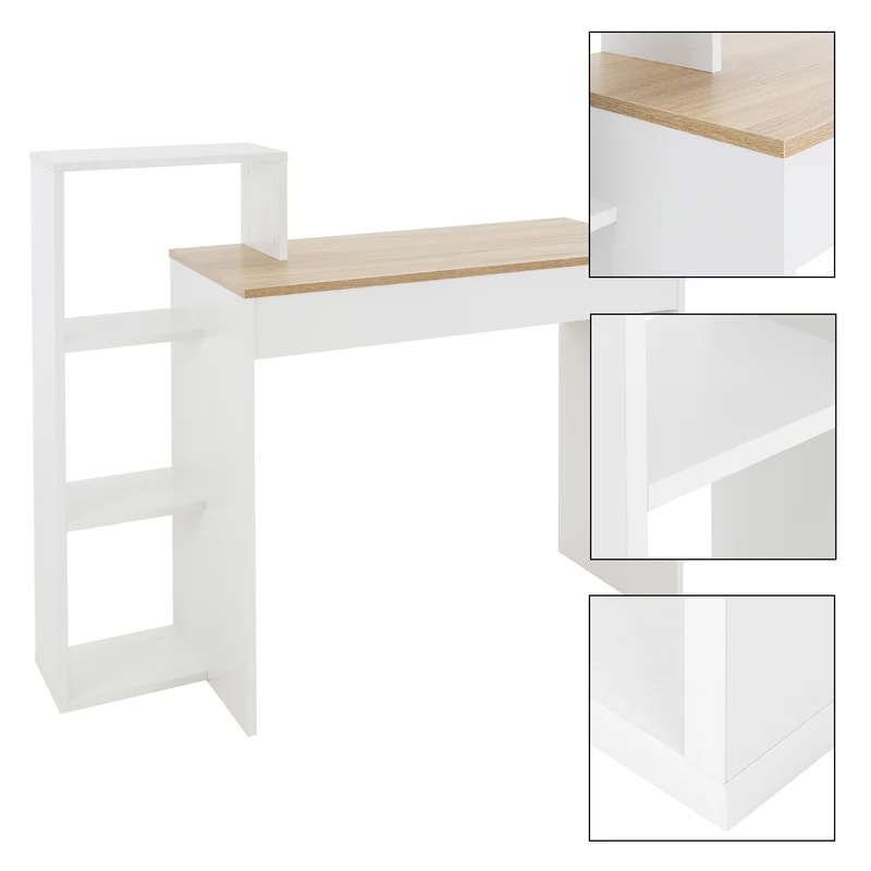B-Ware Schreibtisch mit Regal 110x72x40 cm Weiß/Sonoma-Eiche aus Holz ML-Design